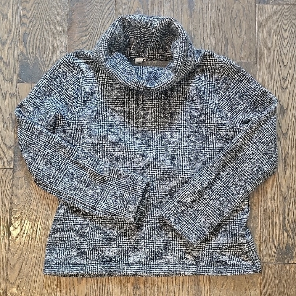 J. Crew Black and White Cowl Neck Sweater